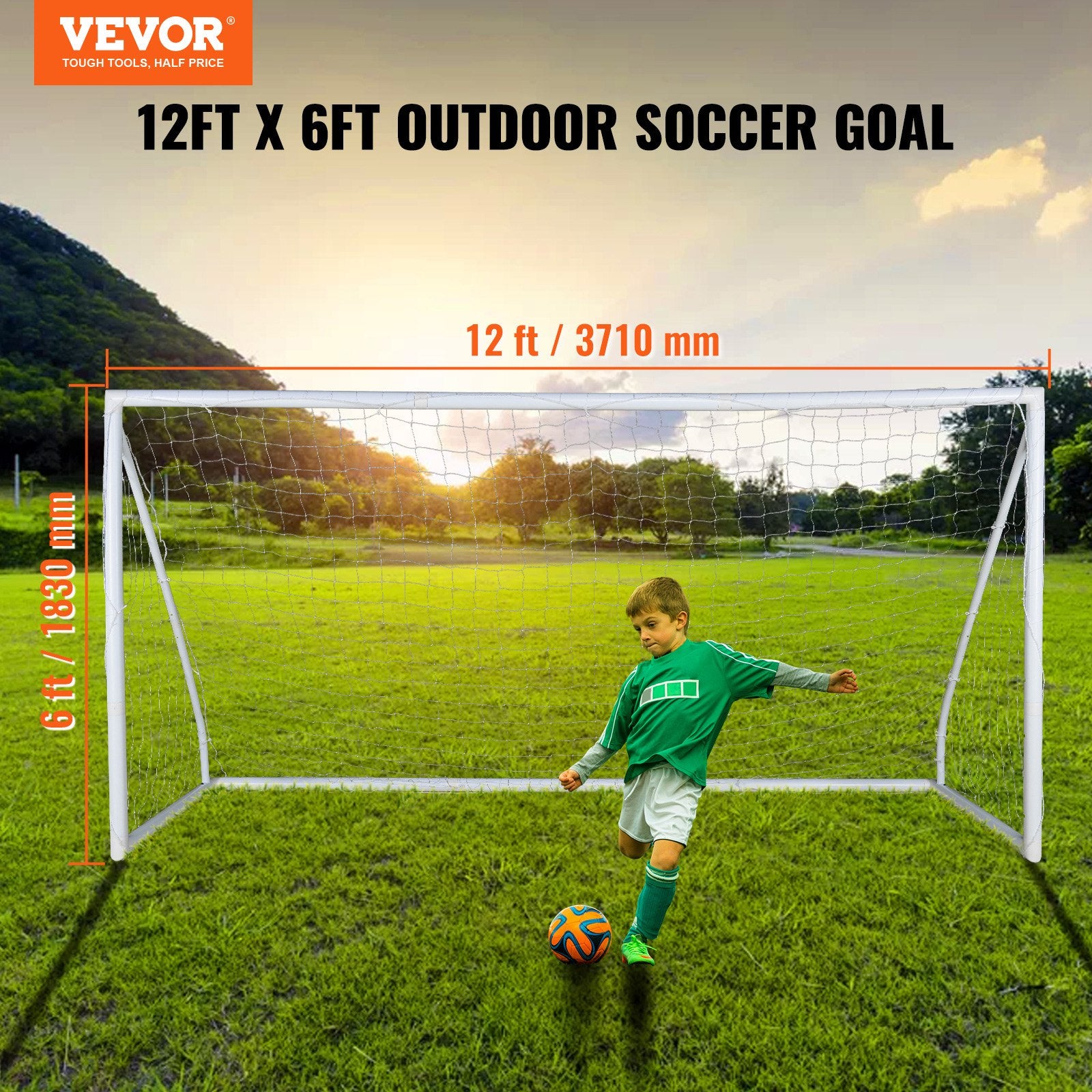 Portable Soccer Goal with net, 12x6 Ft