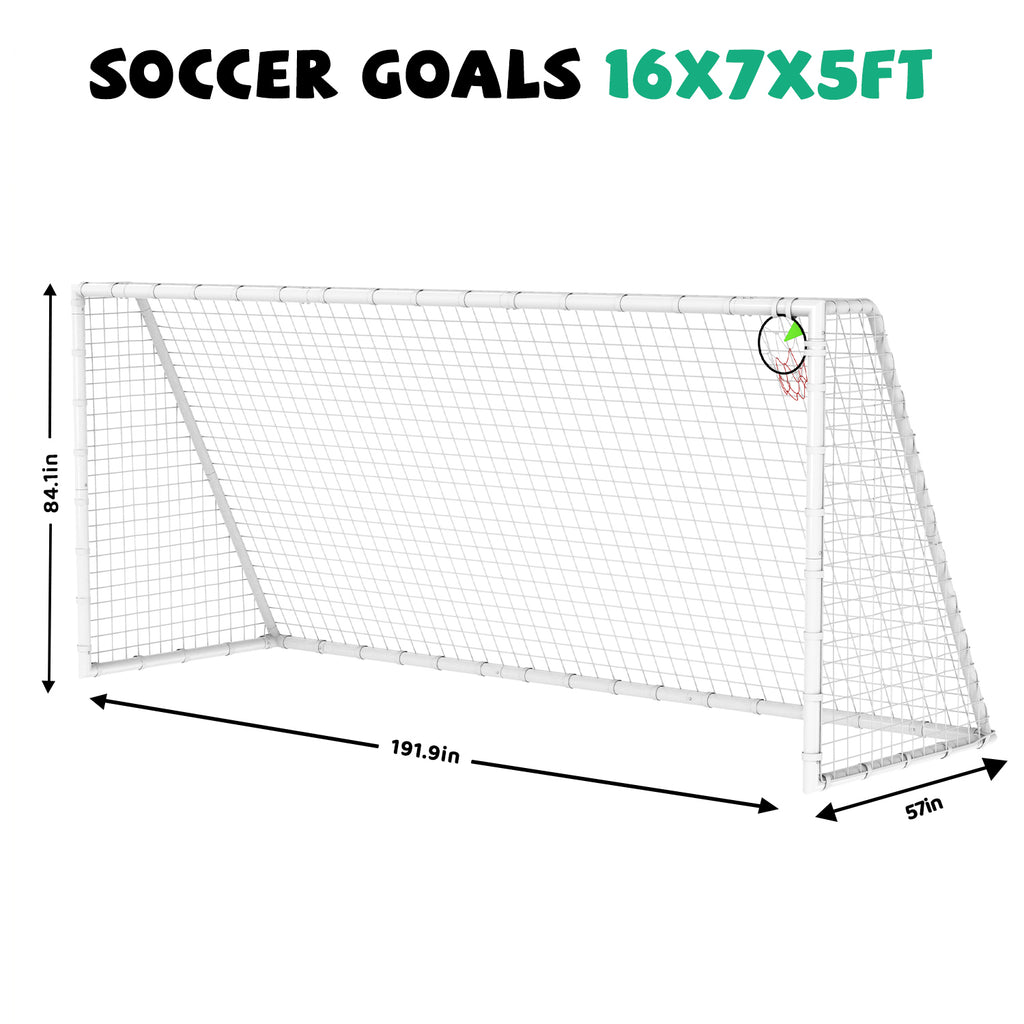 7X16 FT Soccer Goal with High-Strength Net