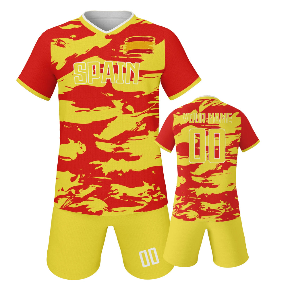Spain Boys & Girls Soccer Uniform Sets with Personalized Name, Number