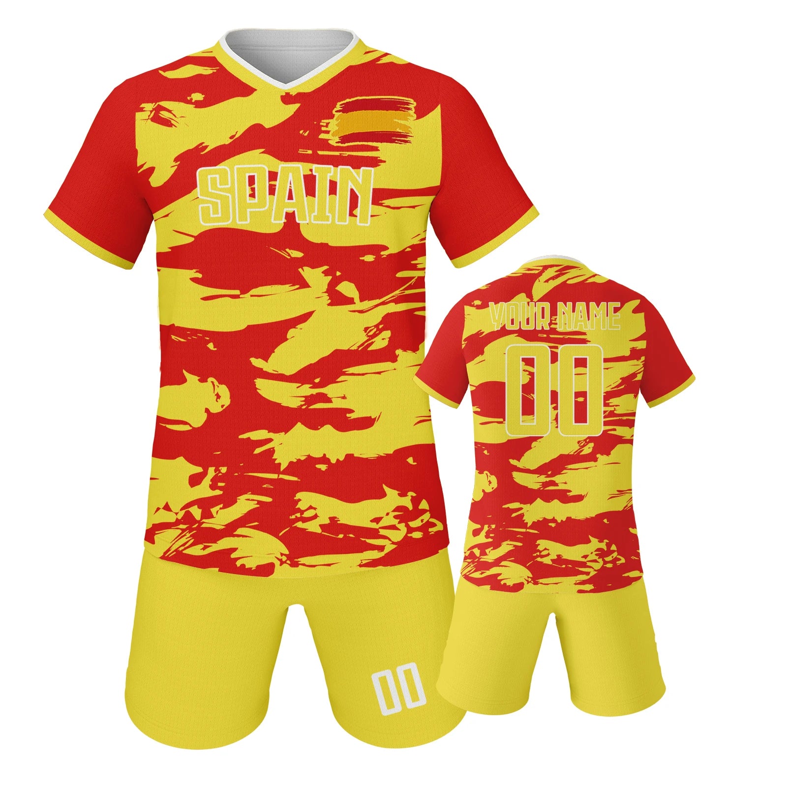 Spain Boys & Girls Soccer Uniform Sets with Personalized Name, Number