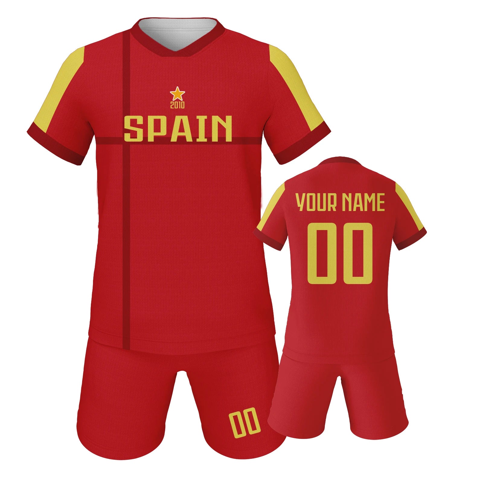 Spain Boys & Girls Soccer Uniform Sets with Personalized Name, Number