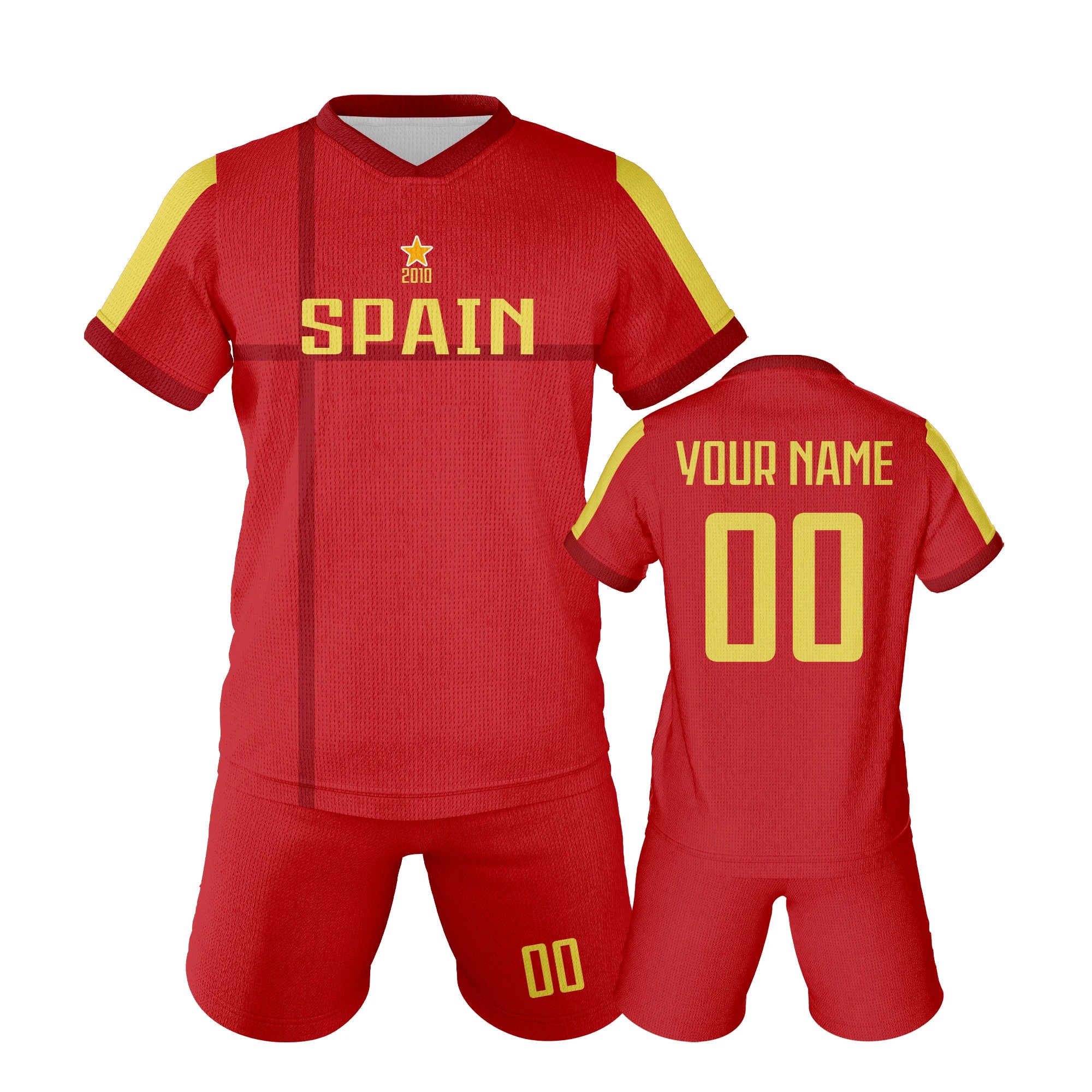 Spain Boys & Girls Soccer Uniform Sets with Personalized Name, Number