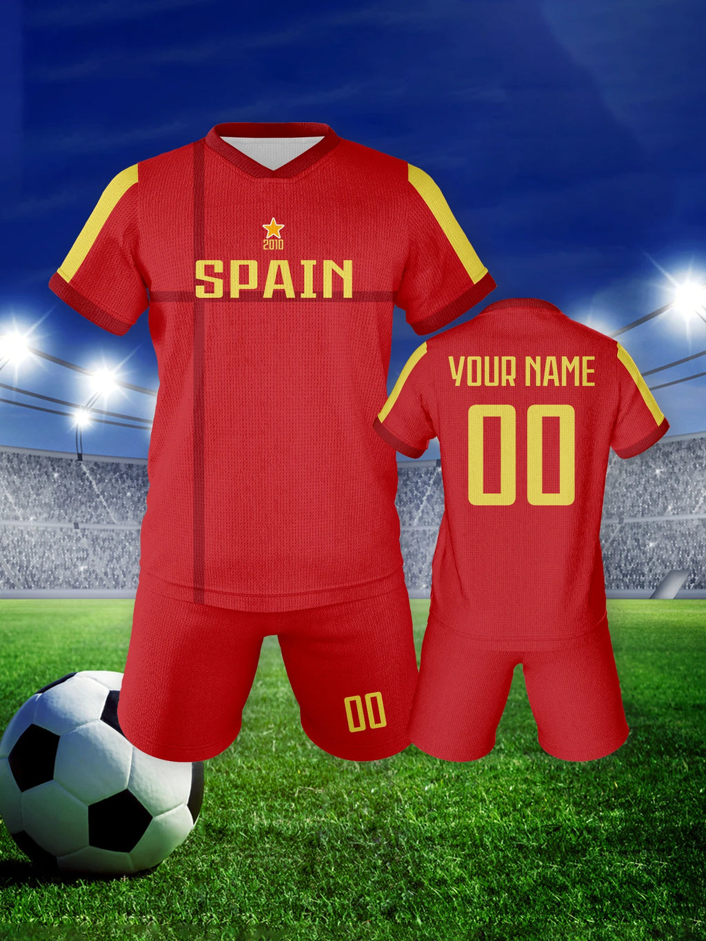 Spain Boys & Girls Soccer Uniform Sets with Personalized Name, Number